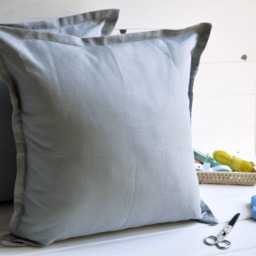 Cotton Gray Cushion, Handmade, Coordinated With Runner & Tablecloth. Gray Pillow, Decorative Pillows, Cotton - thumbnail 2