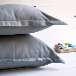 Cotton Gray Cushion, Handmade, Coordinated With Runner & Tablecloth. Gray Pillow, Decorative Pillows, Cotton - thumbnail 1