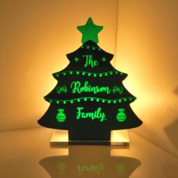 Christmas Tree Personalised Family - Mirror Perspex Tea Light Candle Holder Xmas Decoration - thumbnail 1