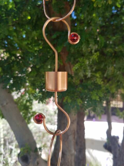 Copper Wire Ant Moat With Red Glass Crystals For Hummingbird Feeders - image 1