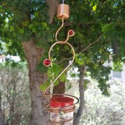 Copper Wire Ant Moat With Red Glass Crystals For Hummingbird Feeders - thumbnail 4