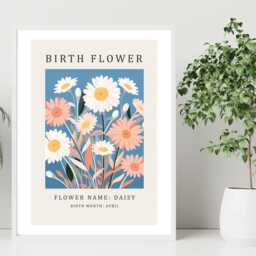 Birth Flower Print April Daisy - Birthday Month Poster Botanical Wall Art Gift Idea A5 A4 A3 Framed Or Unframed - thumbnail 2