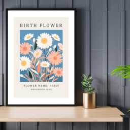 Birth Flower Print April Daisy - Birthday Month Poster Botanical Wall Art Gift Idea A5 A4 A3 Framed Or Unframed - thumbnail 3