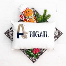Personalised Reindeer Alphabet Christmas Pillow Case, Initial Gift, Childrens Bedroom Pillow, Eve Box Filler