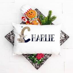 Personalised Reindeer Alphabet Christmas Pillow Case, Initial Gift, Childrens Bedroom Pillow, Eve Box Filler - thumbnail 2
