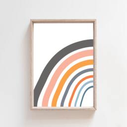 Set Of 3 Sister Rainbow Prints, Girls Nursery Bedroom Wall Art, Pastel Sibling - thumbnail 2