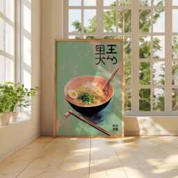 Japanese Ramen Poster, Modern Minimalist Kitchen Wall Art, Asian Food Print, Contemporary Dining Decor, Noodle Bowl Illustration - thumbnail 3
