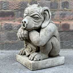 Guardian Gargoyle Statue Concrete Figurine Cement Dog Outdoor Gothic Deco Stone Garden Sculpture Gargoyle Garden Sculpture - thumbnail 2