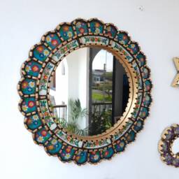 "Peruvian Mirrors ""Antique Steel Blue Collection 40cm" - thumbnail 2