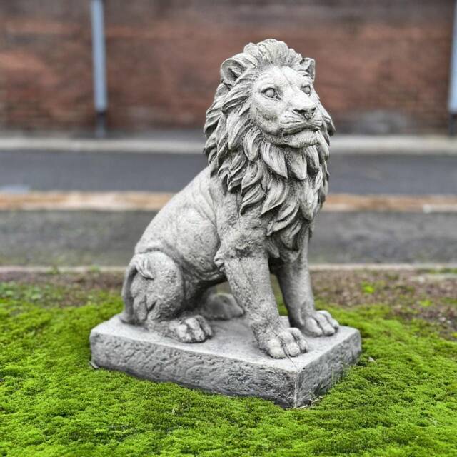 Concrete Lion Statue Stone Guardian Figurine Outdoor Animal Sculpture Cement Wildlife Ornament Front Door Decoration Lion Lover Gift - image 1
