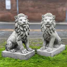 Concrete Lion Statue Stone Guardian Figurine Outdoor Animal Sculpture Cement Wildlife Ornament Front Door Decoration Lion Lover Gift - thumbnail 3