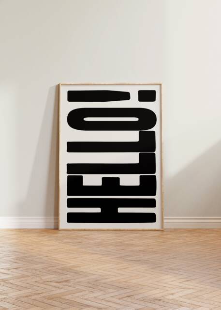 Hello Print Poster, Bold Print, Typography Typographic Cool Wall Art, Eclectic Retro Style - image 1