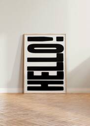 Hello Print Poster, Bold Print, Typography Typographic Cool Wall Art, Eclectic Retro Style - thumbnail 1