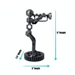 Trumpet Player Metal Sculpture. 6 Inches Tall. 100% Handmade. Made Out Of Scrap Metal. A Perfect Gift For People Who Love Playing - thumbnail 2