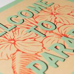 Welcome To Paradise Felt Poster Banner - Beach House Wall Art Print Gift. Vintage Aloha Flag. Hibiscus Coastal Pennant Decor. Usa Handmade - thumbnail 3