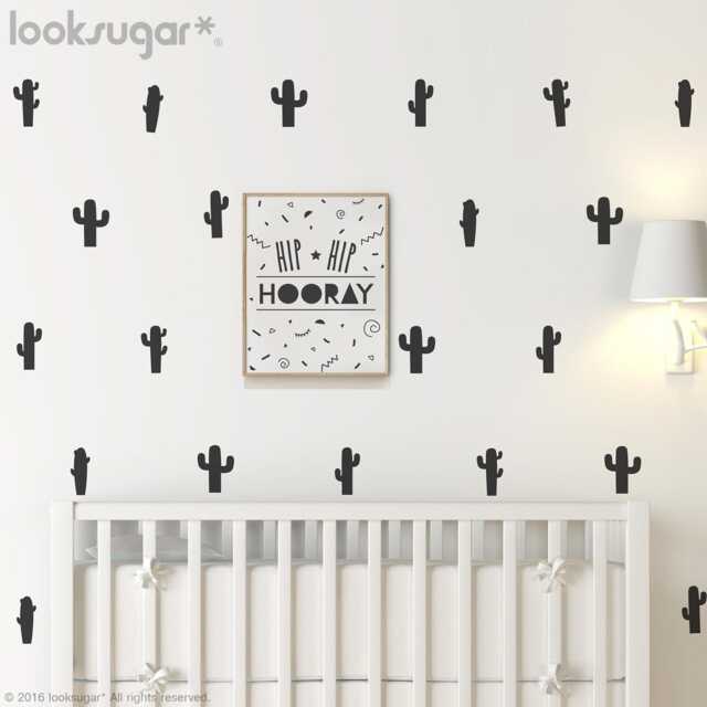 Baby Nursery Wall Decals - Cactus Decal Sticker With Wallpaper Effect Removable Modern Home D??cor Ap0057Nf - image 1