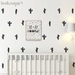 Baby Nursery Wall Decals - Cactus Decal Sticker With Wallpaper Effect Removable Modern Home D??cor Ap0057Nf - thumbnail 1