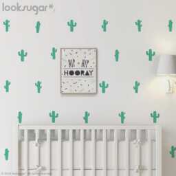 Baby Nursery Wall Decals - Cactus Decal Sticker With Wallpaper Effect Removable Modern Home D??cor Ap0057Nf - thumbnail 3