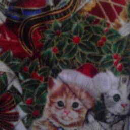 Christmas Kittens Rag Quilt, Lap Throw - thumbnail 2