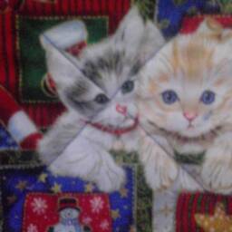 Christmas Kittens Rag Quilt, Lap Throw - thumbnail 3