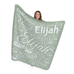 Name Collage Personalised Fleece Throw Blanket - 150cm X Large Made in England - Green - thumbnail 2