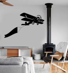 Wall Vinyl Decal Airplane Retro Jet Mural Sticker 1681Dz - thumbnail 1