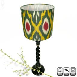 Ikat Lamp Shade From Hand Woven Traditional Fabric, Lampshades 100% Cotton, Green Yellow Red Fabric With Table/Floor & Ceiling Options