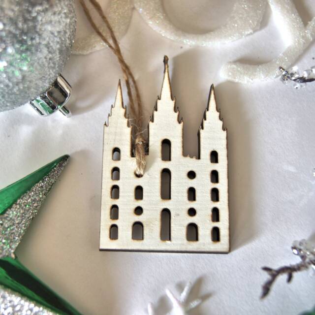 Set Of 5 Or 10, Temple Ornament, Bulk, Laser Cut Wood Firm Foundation, Lds Christmas Engraved, Birthday, Salt Lake - image 1