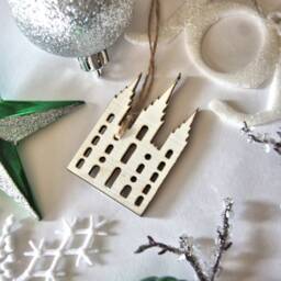 Set Of 5 Or 10, Temple Ornament, Bulk, Laser Cut Wood Firm Foundation, Lds Christmas Engraved, Birthday, Salt Lake - thumbnail 2