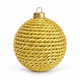 Handmade Gold Yarn Christmas Ball Ornament - 3.2 Inch