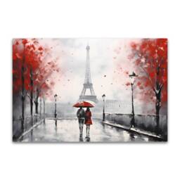 Red Black & White Paris Painting Canvas Print Eiffel Tower Romantic Wall Art in France. Home Decor - thumbnail 2
