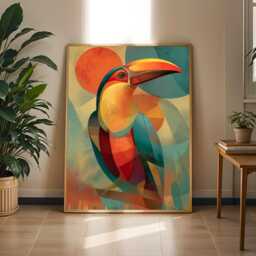 Geometric Toucan Print - Vibrant Abstract Bird Wall Art - Poster Only - thumbnail 1