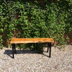 Garden Bench-Seat-Solid Yew Bench, Steel Rustic Patio Seat, Hallway Bench, Entryway Furniture-Bench, Bench Storage, For Table - thumbnail 3