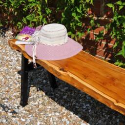 Garden Bench-Seat-Solid Yew Bench, Steel Rustic Patio Seat, Hallway Bench, Entryway Furniture-Bench, Bench Storage, For Table - thumbnail 2