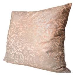 Fortuny Fabric Lumbar Throw Pillow Cover Apricot & Silvery Gold Campanelle Pattern - Made in Italy - thumbnail 4
