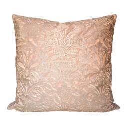 Fortuny Fabric Lumbar Throw Pillow Cover Apricot & Silvery Gold Campanelle Pattern - Made in Italy