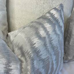 Designer Ashley Wilde Torrent Cushion Cover, Silver - Grey Pillow Throw Luxury Interior Worldwide Shipping - thumbnail 2