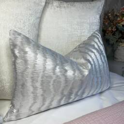 Designer Ashley Wilde Torrent Cushion Cover, Silver - Grey Pillow Throw Luxury Interior Worldwide Shipping