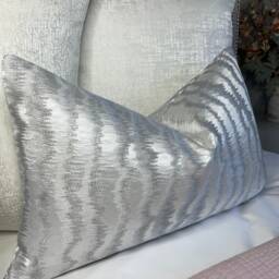 Designer Ashley Wilde Torrent Cushion Cover, Silver - Grey Pillow Throw Luxury Interior Worldwide Shipping - thumbnail 4