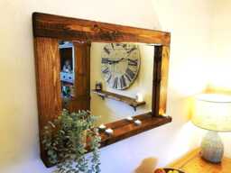 Georgian Mahogany Waxed Rustic Vanity Mirror - Handmade Farmhouse Design - thumbnail 1