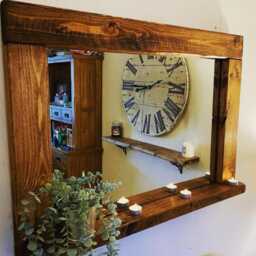 Georgian Mahogany Waxed Rustic Vanity Mirror - Handmade Farmhouse Design - thumbnail 3