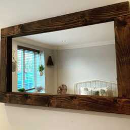 Georgian Mahogany Waxed Rustic Vanity Mirror - Handmade Farmhouse Design - thumbnail 4