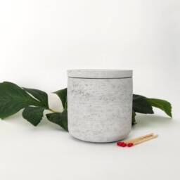 Handmade Soy Candle in Concrete Jar, Sweet Almond Scented, Minimalist Decor - thumbnail 3