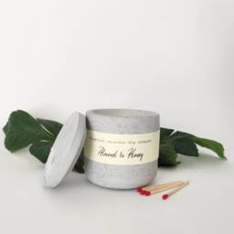Handmade Soy Candle in Concrete Jar, Sweet Almond Scented, Minimalist Decor - thumbnail 2