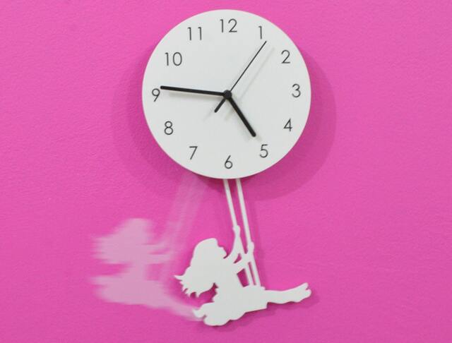 Swinging Girl - Wall Clock With Pendulum Clock Unique Decor Nursery Room Gift Idea - image 1