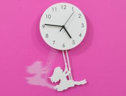 Swinging Girl - Wall Clock With Pendulum Clock Unique Decor Nursery Room Gift Idea