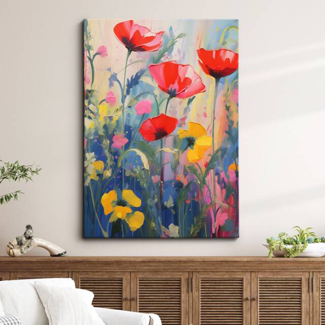 Beautiful Flowers Modern Floral Abstract Oil Painting Style Wall Art Framed Canvas Poster Print Home Kitchen Living Room Decor Gifts - image 1