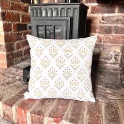 1408. Spray Soft Green On White, Handmade 100% Cotton Cushion Cover, Various Sizes - thumbnail 1