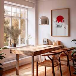 Origami Crane Wall Art, Japanese Minimalist Poster, Red Sun & Paper Bird Print - thumbnail 3
