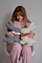 Bunny Pillow - Easter Decor - Doll Teddy Bear Boucle 24 Colors - thumbnail 1